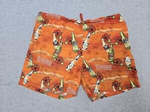 Big Dogs Swim Shorts Mens Big 1X Orange Hawaiian Beer Tropical Trunks Lined